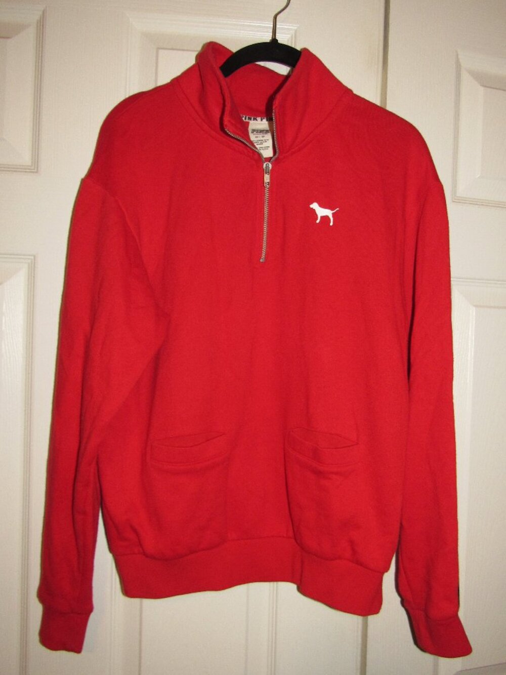"Pink Victoria's Secret" Red 2 Pocket, Zip Top, no hoodie Sweatshirt
